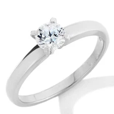 14K White Gold Finish 0.5ct Simulated  Round Solitaire Engagement Ring Sz 9