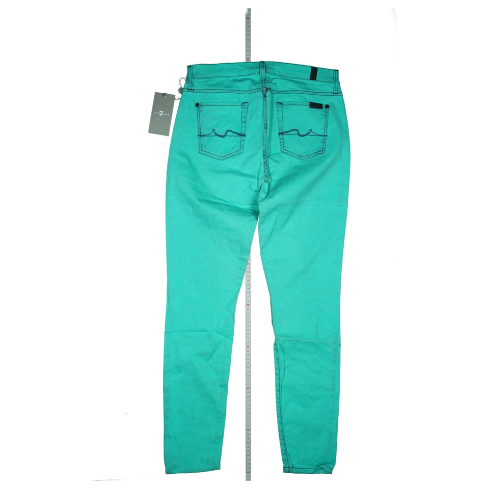 7 For All Mankind Mujer Vaqueros Stretch Skinny Sucio Óptica M W29 L30 Verde Neu - Imagen 3 de 4