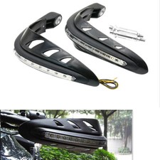 2Pc 7/8'' Motorcycle Hand Guard Protector 22mm HandGuards White LED Signal Light