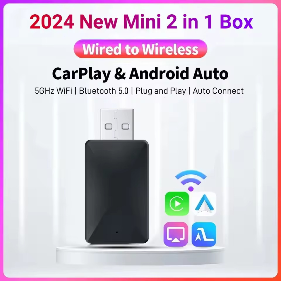 Mini Adattatore Wireless 2-in-1 CarPlay e Android Auto 5GHz WiFi