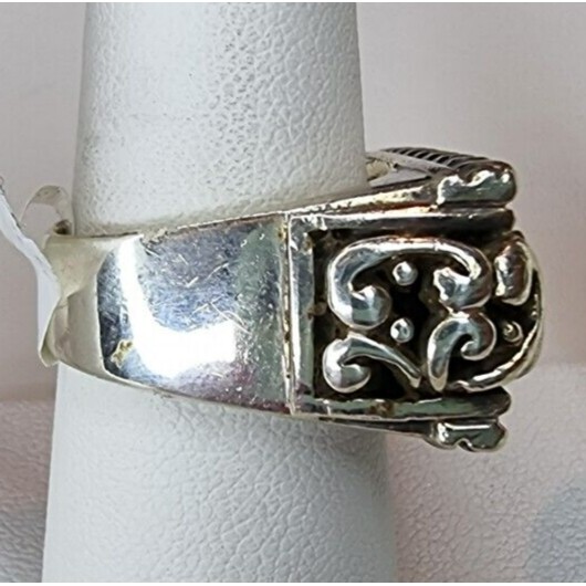 Rectangular Large Ornate 925 Sterling Silver Ring… - image 6