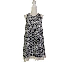 Everleigh Women's Sleeveless Mini Shift Dress, Size S, Lace Trim, Navy