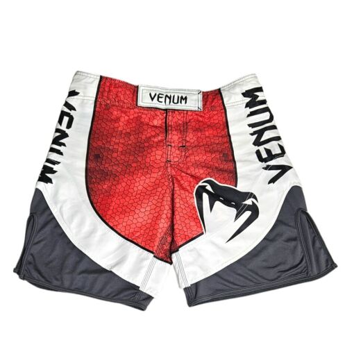 Pantalones Cortos Venum Talla Mediana 33 Rojo Blanco Frankie Edgar UFC 136 Lanzamiento Aithentic - Imagen 1 de 5