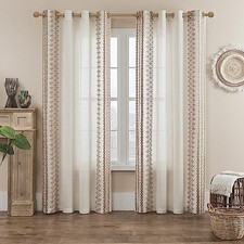 Beige Boho Curtains 90 Inches Long 2 Panels for 52"W x 90"L Pack of 2 Taupe