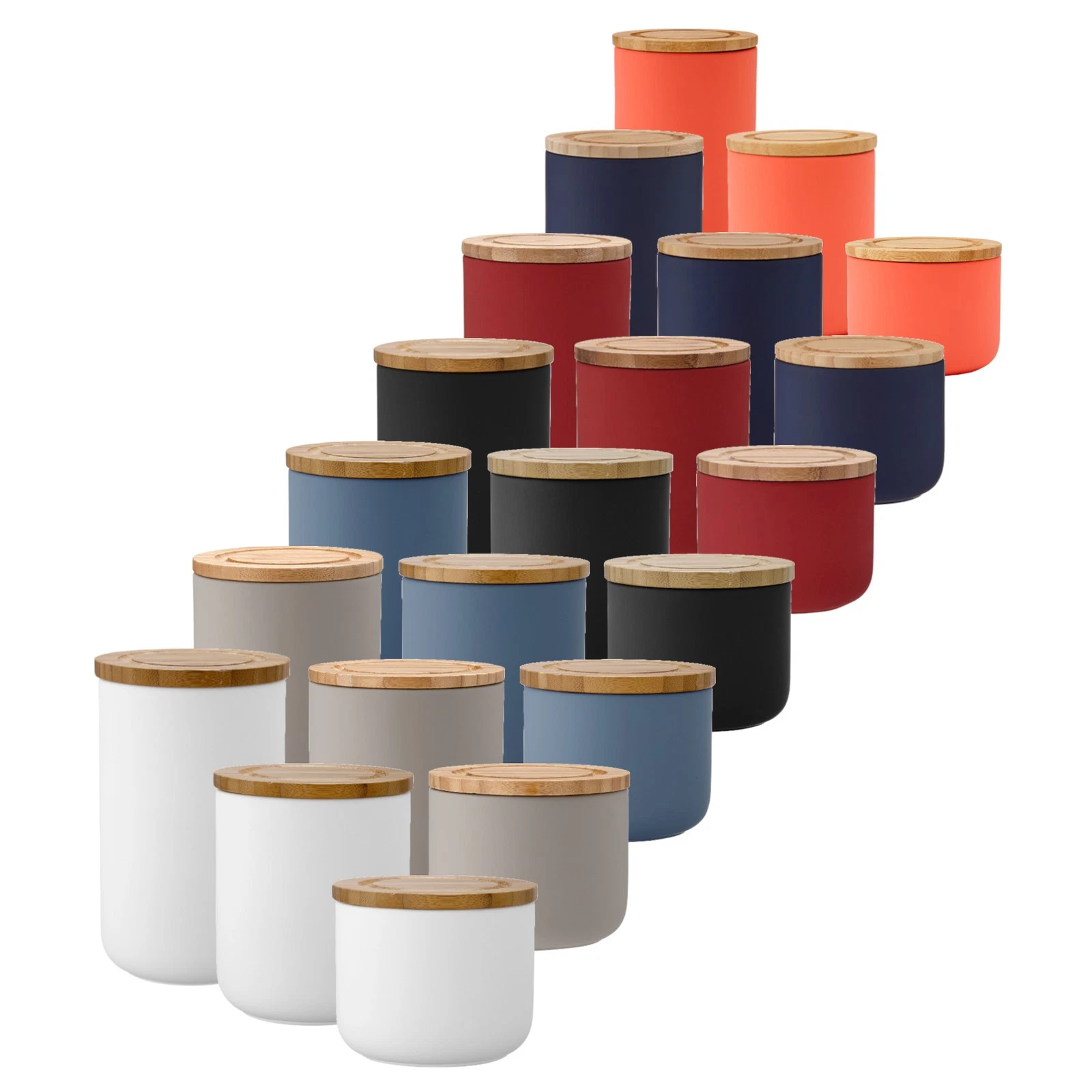 Ladelle Stak Canister - Container Air-Tight Ceramic - Bamboo Lid