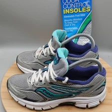 Saucony Shoes Womens 6 Silver Blue Cohesion 9 Running Athletic S15262-1 Flaws