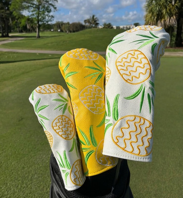 Pineapple Golf Headcover - Driver Wood Hybrid Cover Tropical Fun  | Blanc Golf