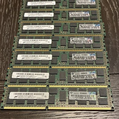 Lot of 8 Micron 8GB DDR3 ECC Registered RDIMM PC3-10600R Server RAM 