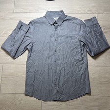 Original Penguin Heritage Slim Fit Size 16 34/35 Gray Men s Button Up Shirt