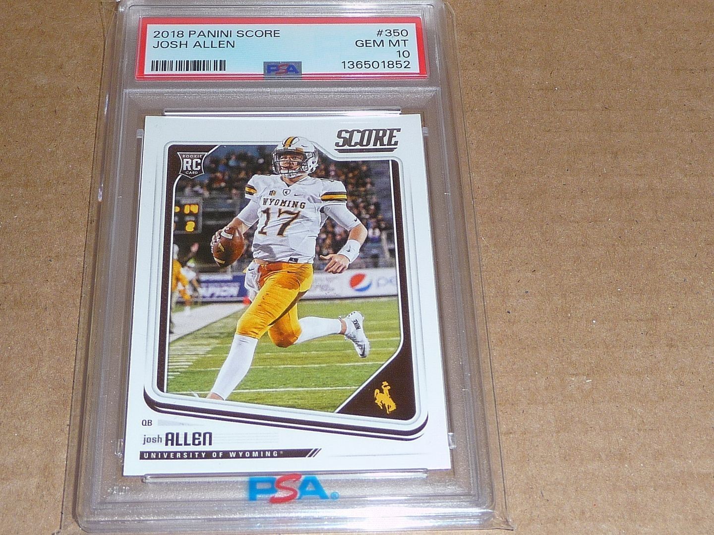 2018 Panini Score JOSH ALLEN RC/ROOKIE BILLS #350 PSA 10 GEM MINT