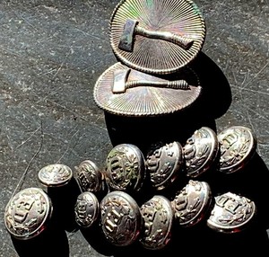 Fireman AXE Badges with F.D. Buttons