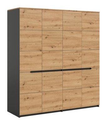 Kleiderschrank Sova 180x198x59 cm mit 4 Türen Kleiderstange Einlegeböden 15kg