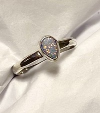 Amazing Natural Australian Opal Ring 925 Sterling Silver Size 8