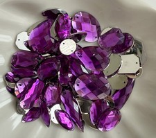 Purple Sew On Mixed Shape Size Flat Back Faceted Acrylic Rhinestones