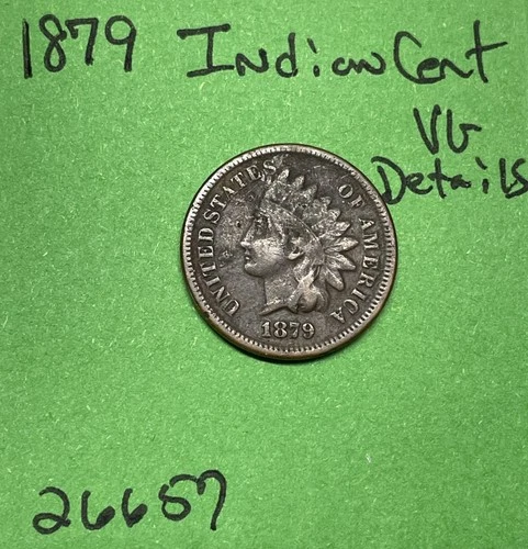 1879 Indian Head Cent / Penny 1c Vg Very Good Details