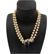 Collana di perle doppio filo Panetta firmata vintage | testa di cavallo con strass