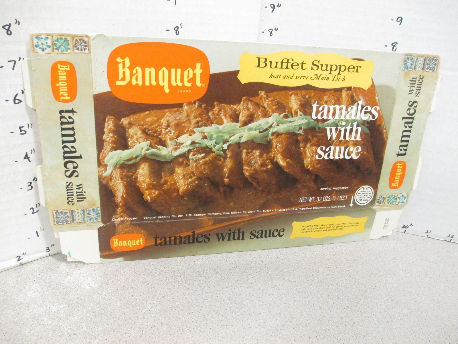 BANQUET 1960s TAMALES Mexican main dish TV dinner vintage frozen food box