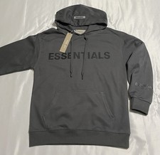 Fear of God Essentials 2025 Hooded Sweatshirt Gray with Black Applique Sz M