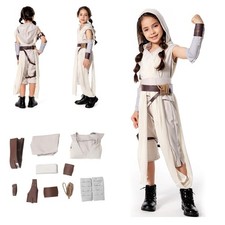 Kids Girl The Rise of Skywalker Rey Cosplay Costume Rey Hooded outfit fullset