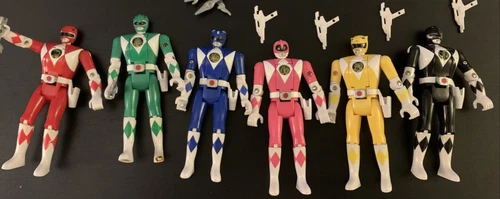 Lot Of 6 Vintage 1993 Bandai Flip Head 5.5” Power Rangers With Power Blaster(s)