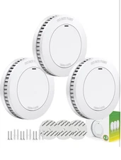 10-Year Battery-Powered Smoke Detector Compact Slim Design with Tes... Fast Ship