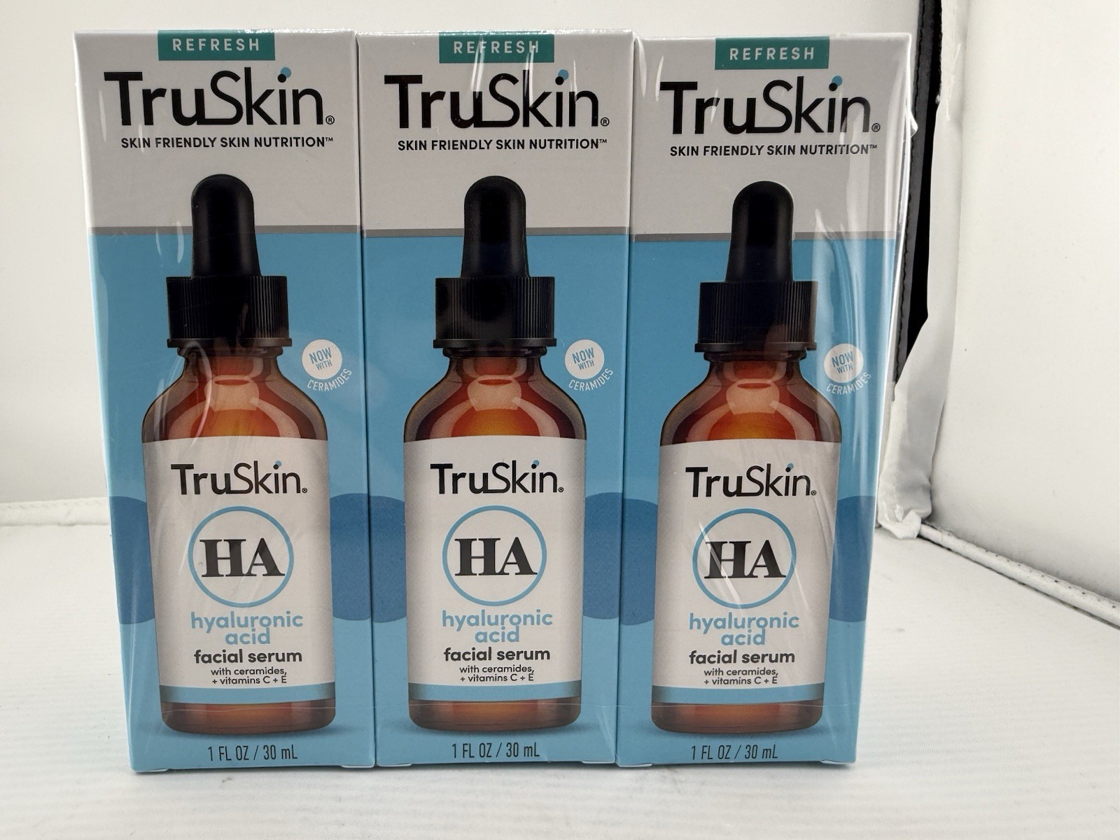3 pack TruSkin HA Hyaluronic Acid Facial Serum With Vitamins C & E  1 oz- New!