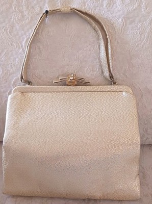 Vintage 1950s Women's ''After Five'' Gold Lame Evening Handbag Purse w/coin Pouch