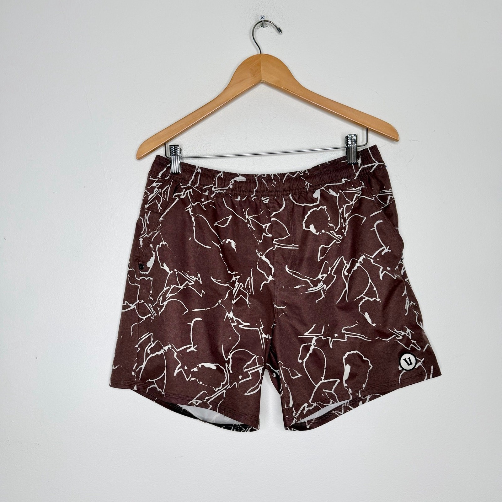 Vuori Maverick Volley Lined Shorts Huckebarry Drawn Brown Pattern