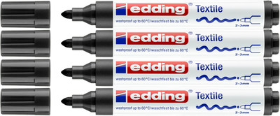4x edding 4500 Textilmarker schwarz