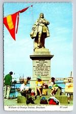 Brixham England WILLIAM III of Orange Statue 1980 Postcard Spanish Flag Harbor