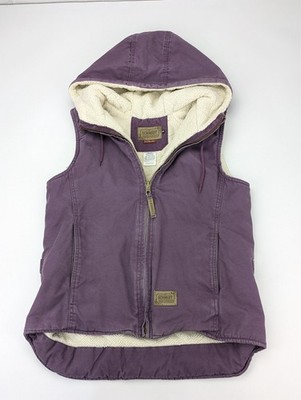 C. E. Schmidt Workwear Vest Size MED Sherpa Lined Canvas Hooded Utility Purple