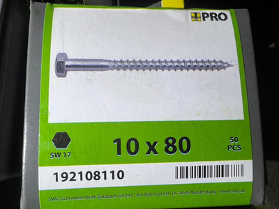 Schlüsselschrauben 10x80mm  verzinkt sechskantkopf  50St / Aktion H2BReg5