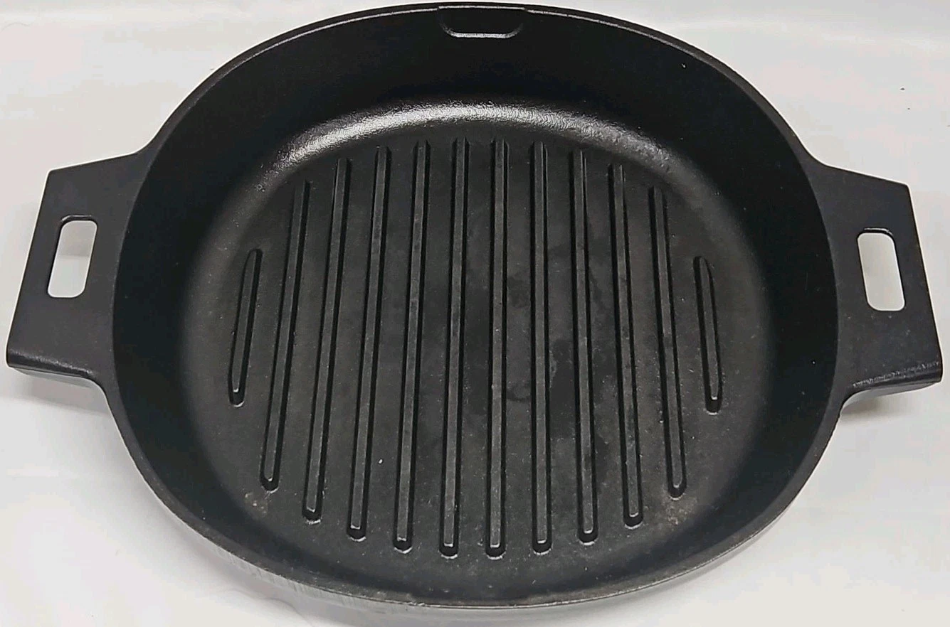 Pampered Chef 12” Cast Iron Grill Pan Skillet #100826 GUC Kitchen Cooking