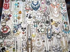 HUGE 211 PC LOT VINTAGE COSTUME JEWELRY-NECKLACES, RINGS, PINS, BRACELETS, EARS