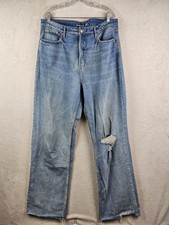Old Navy Women's Extra High Rise Wide Leg Distressed Denim Jeans Size 16 Tall