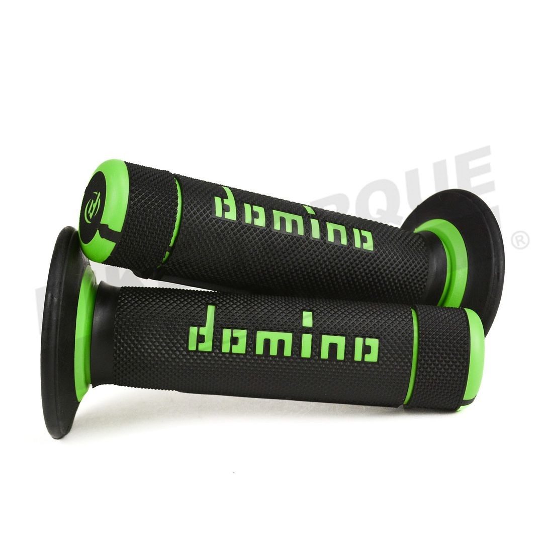 Genuine Domino Green & Black Diamond Waffle Grips for Café Racer Bikes