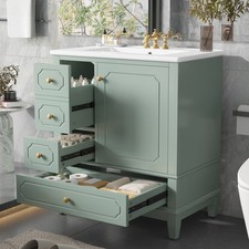 30" Bathroom Vanity with Sink, Freestanding Vanity Cabinet with 3 Drawers