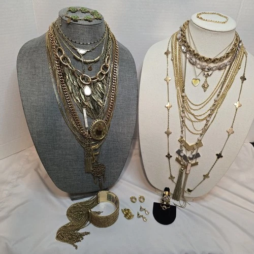 Vintage Now Gold Tone Costume Jewelry Lot 30 pieces