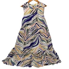 Anthropologie Dress Womens 2 Tiered Faustina Midi Sleeveless Coastal Cotton Boho