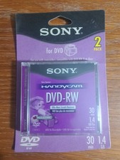 New Sony Handycam DVD-RW Mini Discs 2 Pack 30 Min Each Re-Recordable