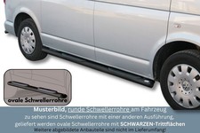 Schwellerrohre SCHWARZ oval mit Tritt für VW T5 ab Bj.10- Edelstahl mit TÜV
