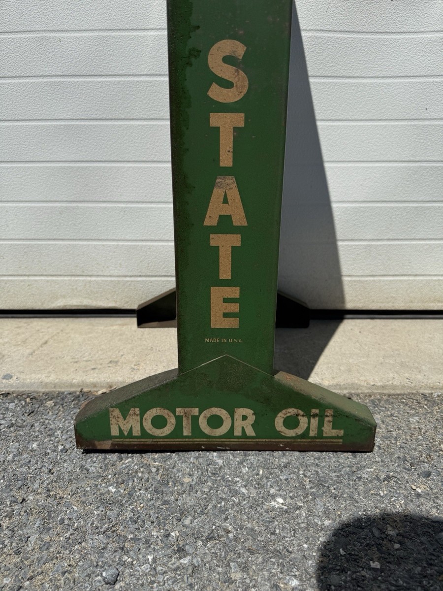 Vintage Quaker State Motor Oil Can Rack Gas Garage Service Station