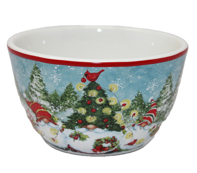 Certified Intl CHRISTMAS GNOMES Christmas Tree Hat Ceramic Cereal Bowl - NEW