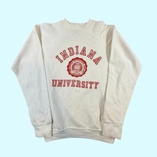 Vintage Indiana University Sweatshirt Medium Cream IU Hoosiers Raglan Crewneck 8
