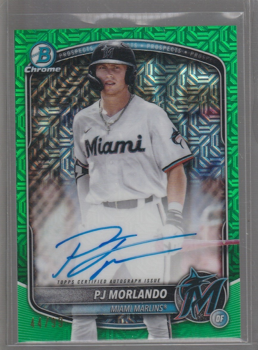 2025 Bowman Chrome Mega Box Autographs GREEN Refractors #BMAPM PJ Morlando #/99