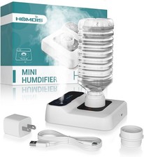 HOMDIS Travel Humidifier Portable Mini Cool Mist Water Bottle Humidifier White