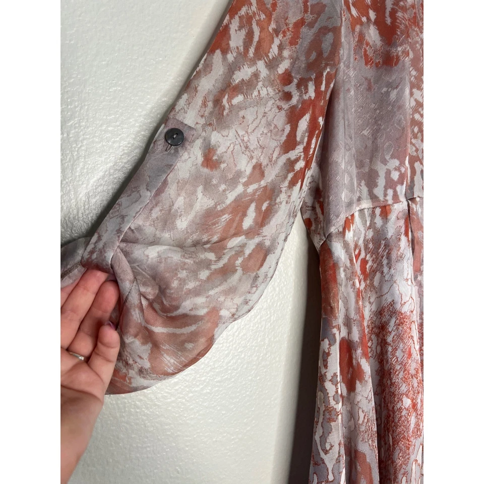 Isabella Oliver материнства шелк абстрактный печать высоты низкого Midi платье размер 0 V шеи - Изображение 3 из 4