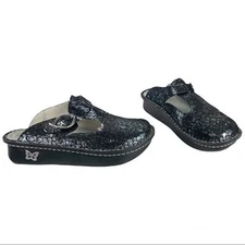 Alegria Classic Slip On Clogs Brilliant Snake Print Open Back Comfort Shoe Sz 37