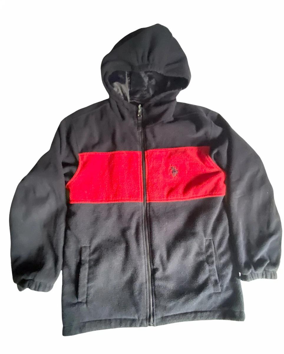 US Polo Assn Reversible jacket Youth 10 12 Navy blue Red hooded