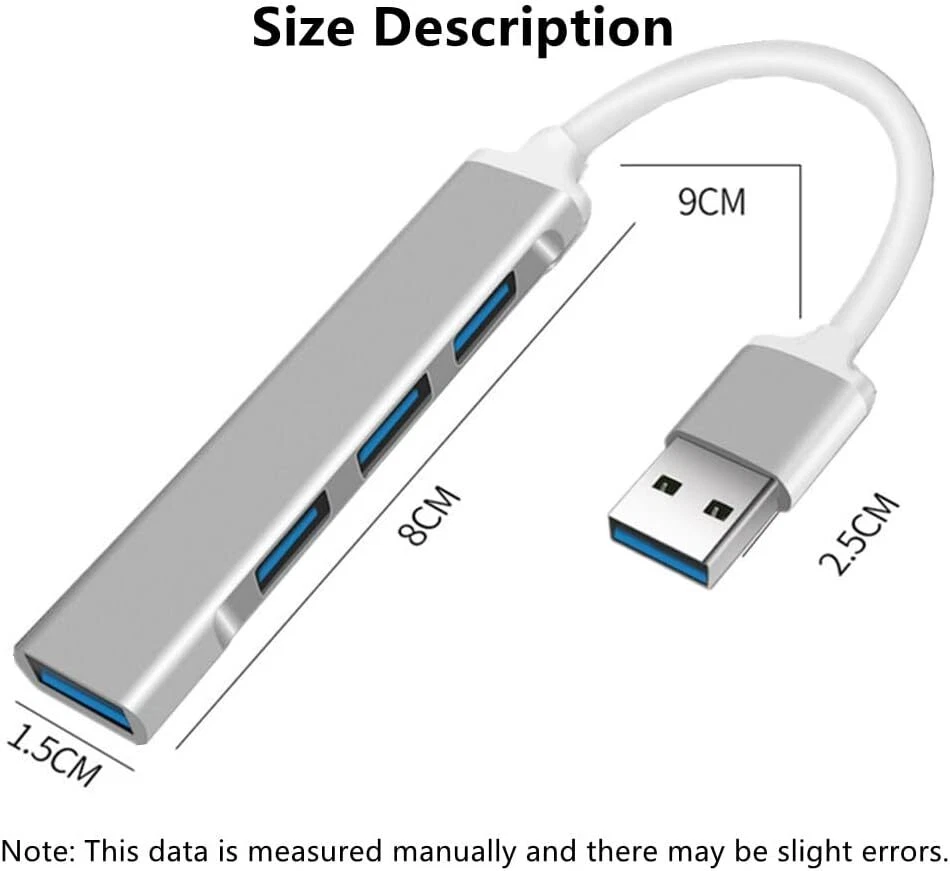 4-Port USB 3.0 Hub Expander - Mini Portable Adapter Station